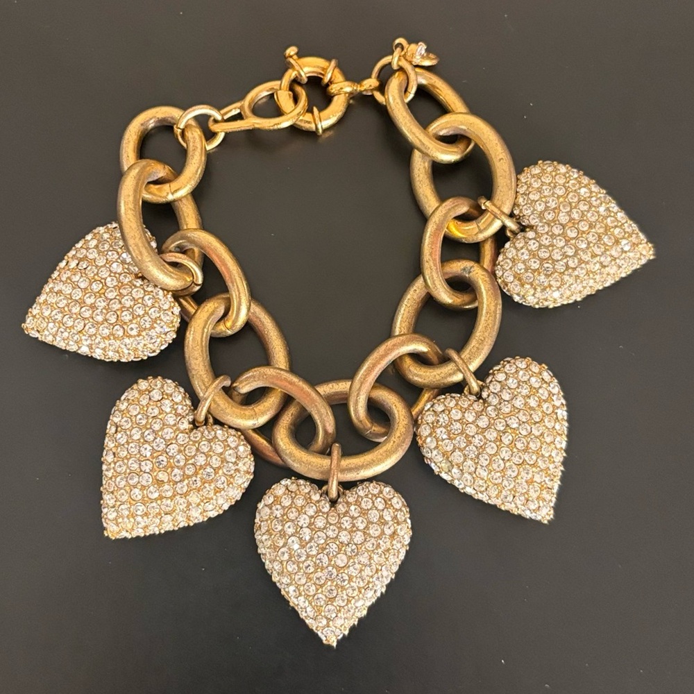 J. Crew Gold Heart Charm Bracelet